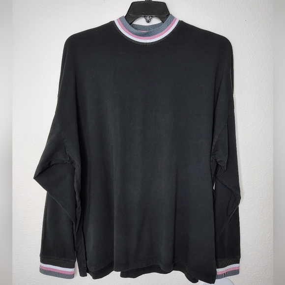 ASOS Black Cotton Long Sleeve Crew neck Shirt Sz Large - Picture 1 of 12